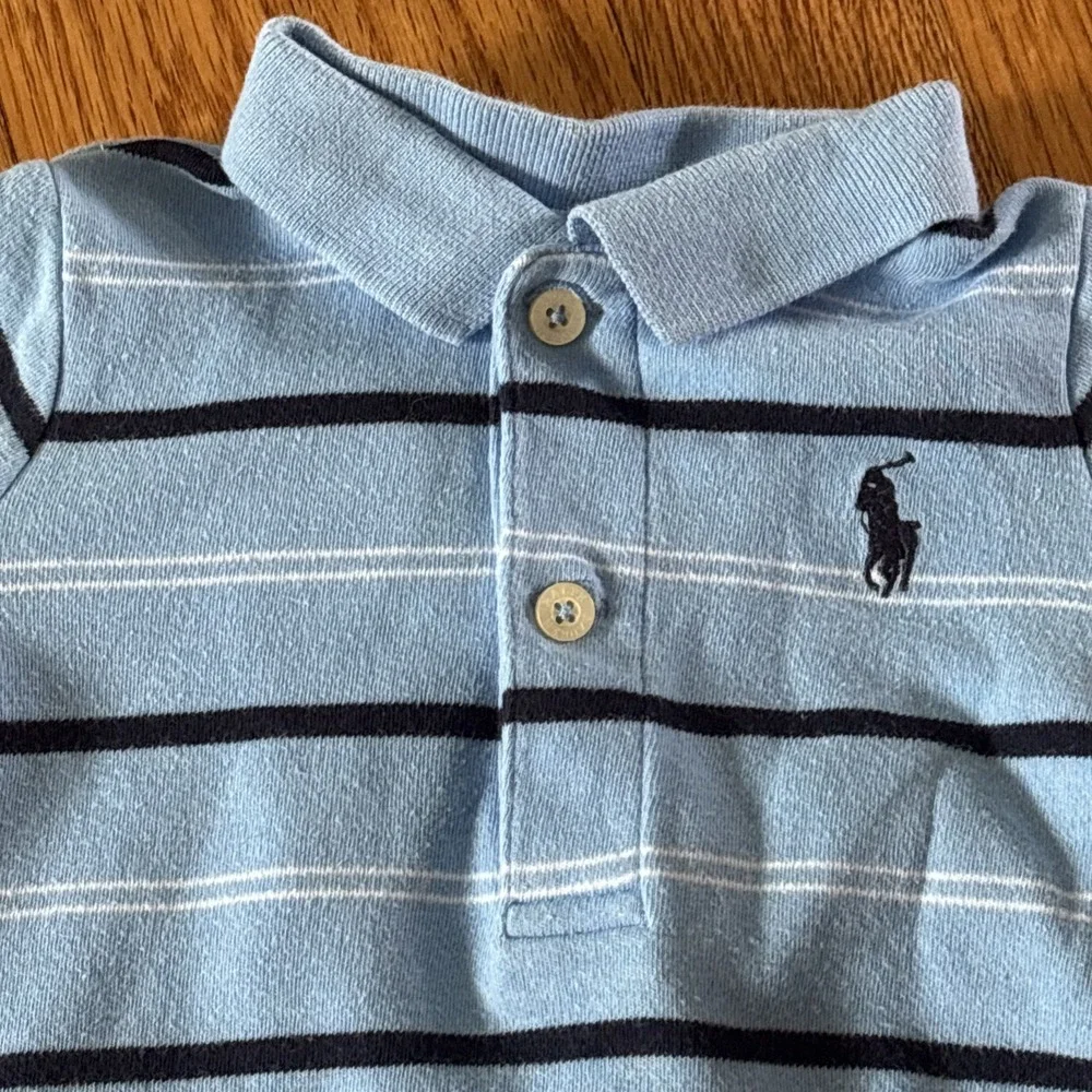 Polo Ralph Lauren Romper Boys Preppy  Striped Blue 9 Months